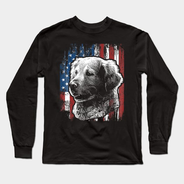 Golden Retriever 4Th Of July American Flag Long Sleeve T-Shirt by eldridgejacqueline